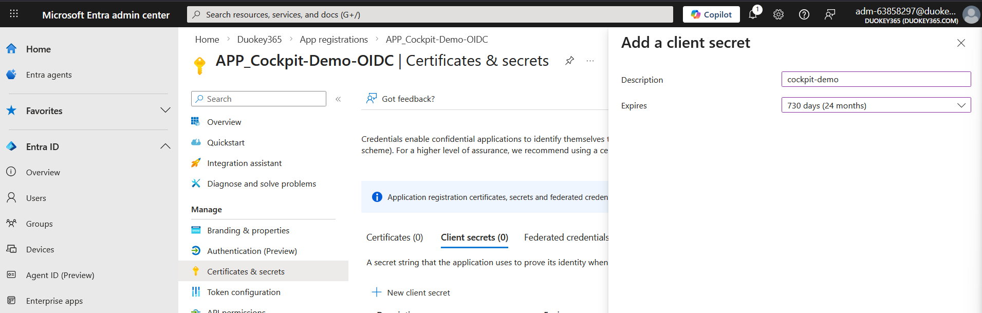 Add a client secret