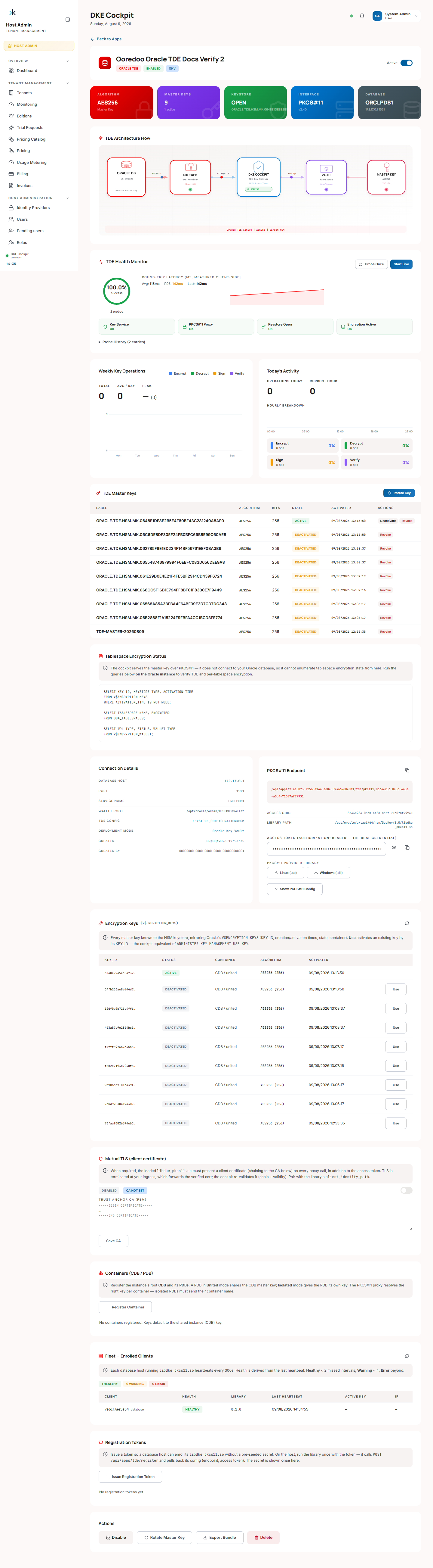 Oracle TDE app detail page