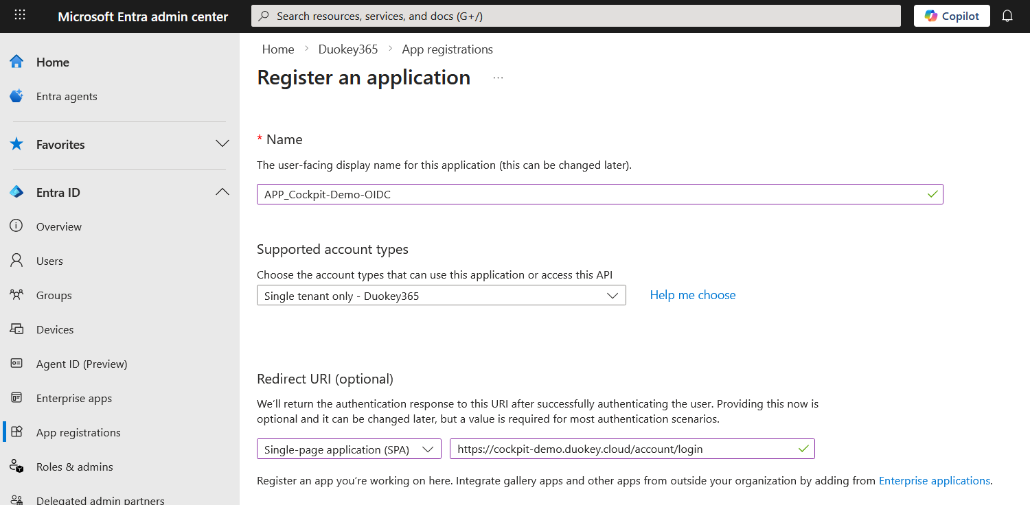 Register an application