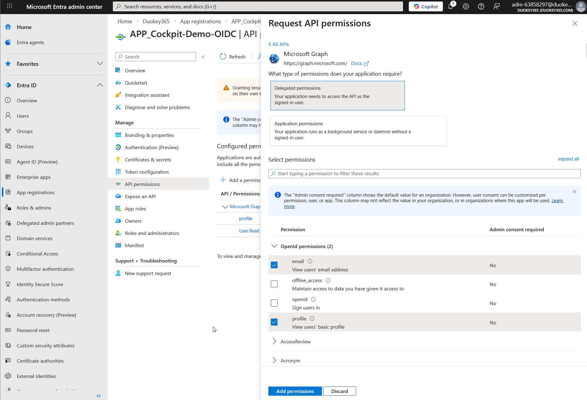 Add API permissions