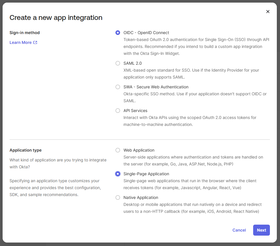 Create OIDC Application